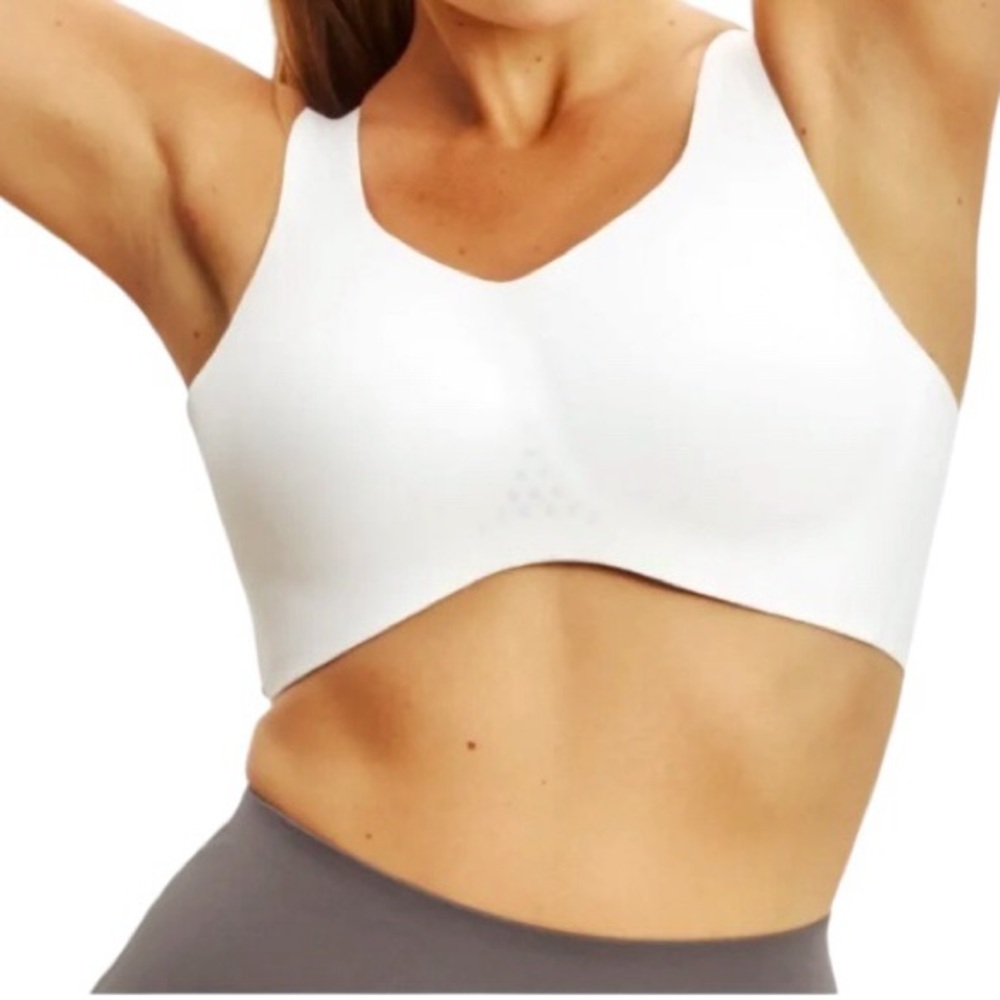 Knix Catalyst White Sport Bra Sz 5 38-40 C/D Hi Coverage Support Vented Wireless